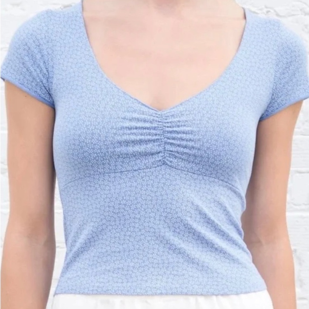brandy melville blue floral gina top